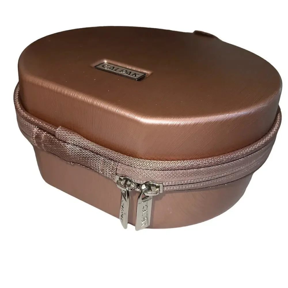 Calpak Baye Mini Hatbox Hard Shell Cosmetic Toiletry Case Metallic Rose Gold 7”